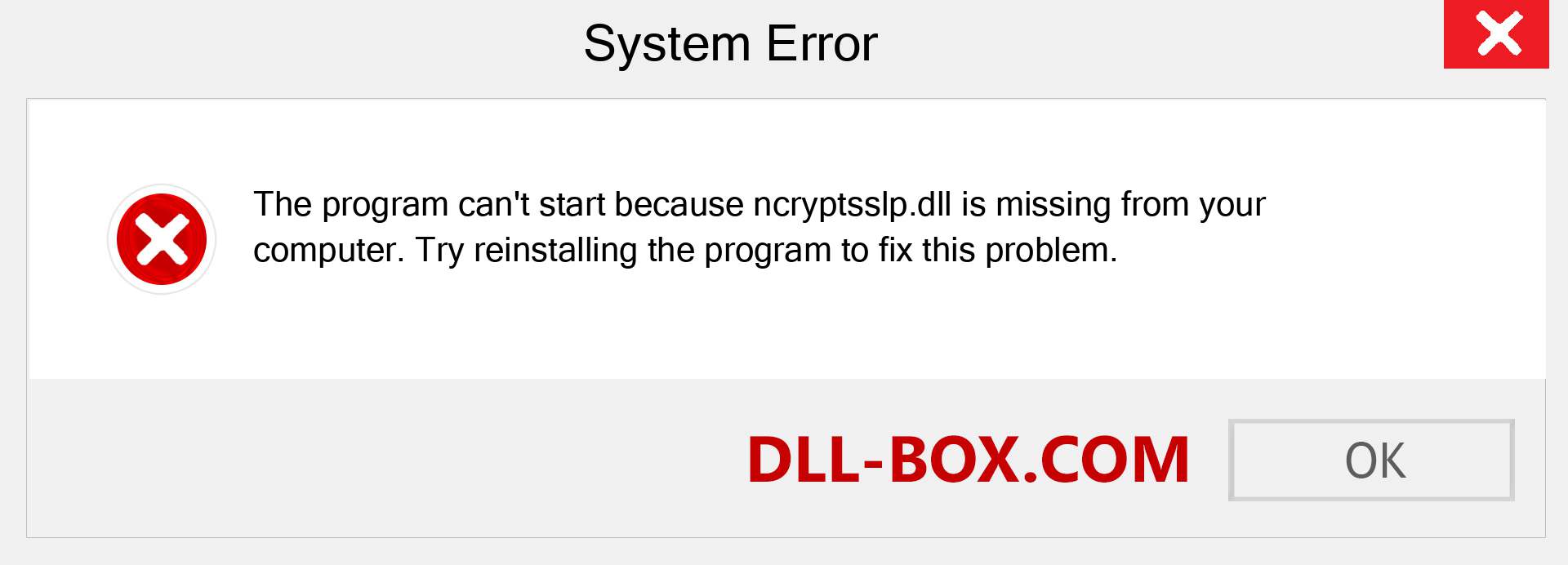  ncryptsslp.dll file is missing?. Download for Windows 7, 8, 10 - Fix  ncryptsslp dll Missing Error on Windows, photos, images